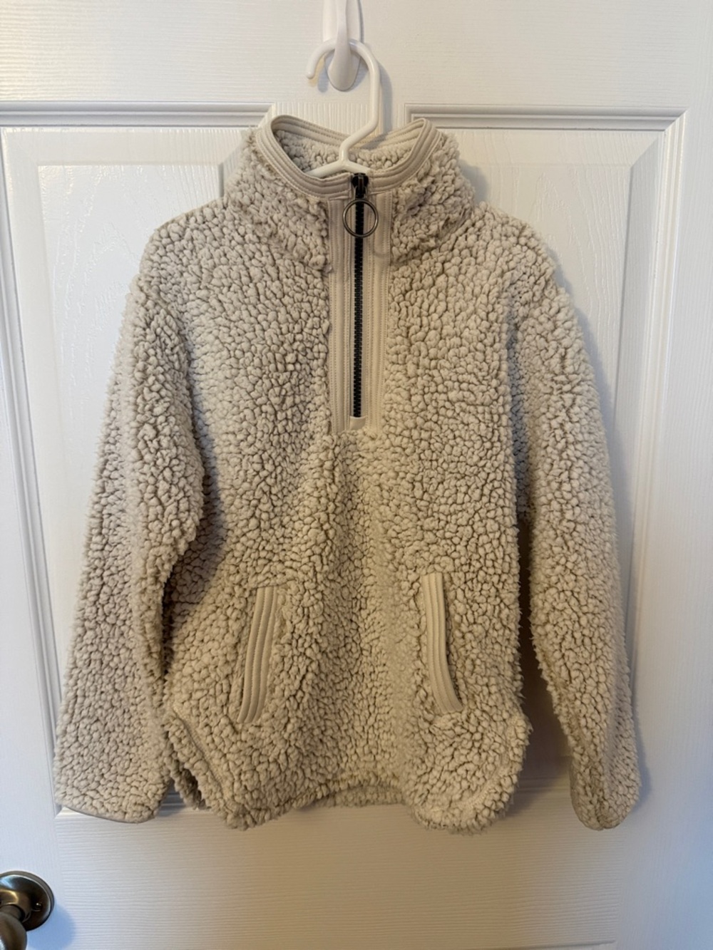 Cuddly Sherpa Cream Sherpa Half-Zip Pullover